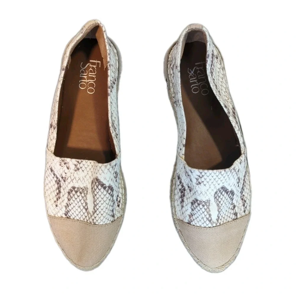 Franco Sarto Womens 9.5 Casey 2 Slip On Loafers As Snake Print Almond Toe Casual